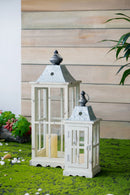 Wooden Candle Lantern Decorative, Hurricane Lantern Holder Decor For Indoor Outdoor, Home Garden - Ivory by HouseOfZazla