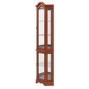 Corner Curio Cabinet With Lights, Adjustable Shelves, Mirrored Back - Walnut by HouseOfZazla