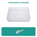 Rectangle Vessel Sink With Diamond Texture With Pop Up Drain (No Faucet) - White