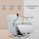 270 Degree Swivel Electric Recliner Home Theater Seating Single Reclining Sofa Rocking Motion Recliner with a Phone Holder for Living Room, Grey