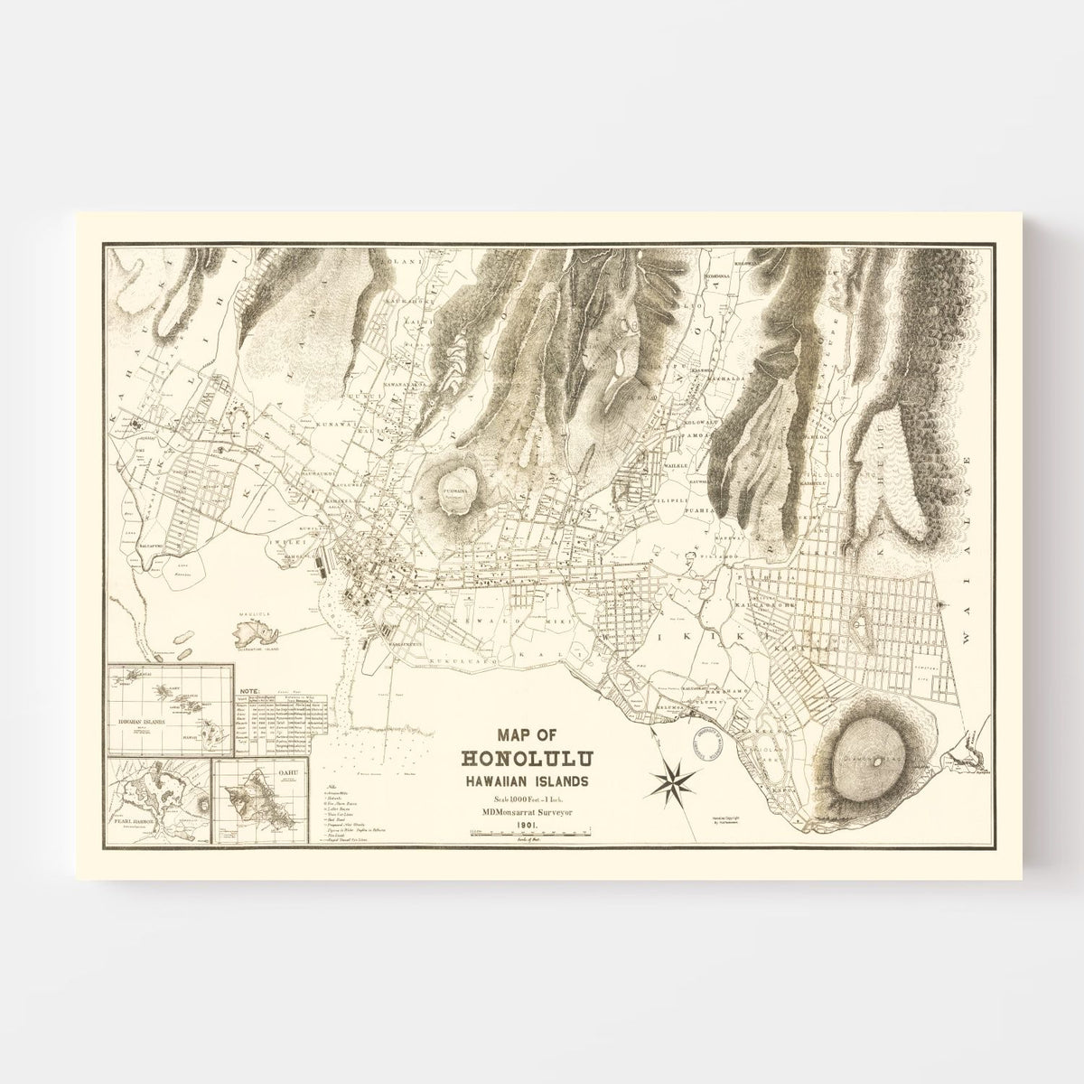 Vintage Map of Honolulu, Hawaii 1901, photo 4 of 5