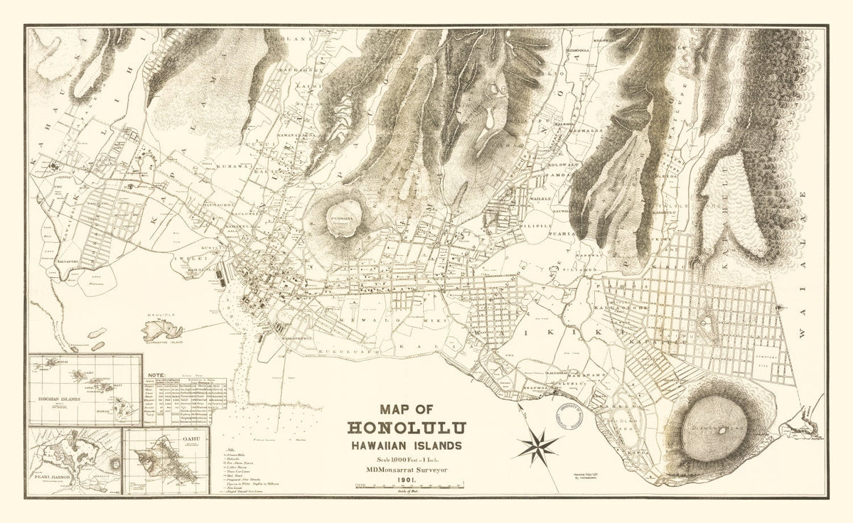 Vintage Map of Honolulu, Hawaii 1901, photo 5 of 5
