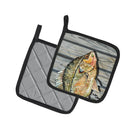 Croppie Fish on Pier Pot Holder Set of 2 Heat Resistant Quilted Hot Pads 7.5 x 7.5 Inch, Insulated Kitchen Trivets for Cooking & Baking