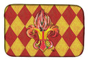 Hot Peppers Fleur de Lis Dish Drying Mat Absorbent Dish Drying Mat Pad for Kitchen Counter Dish Drainer Mat for Countertop, 14 x 21", Multicolor