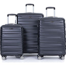 3 Piece Luggage Sets PC Lightweight & Durable Expandable Suitcase with Two Hooks, Double Spinner Wheels, TSA Lock, (21/25/29) Black