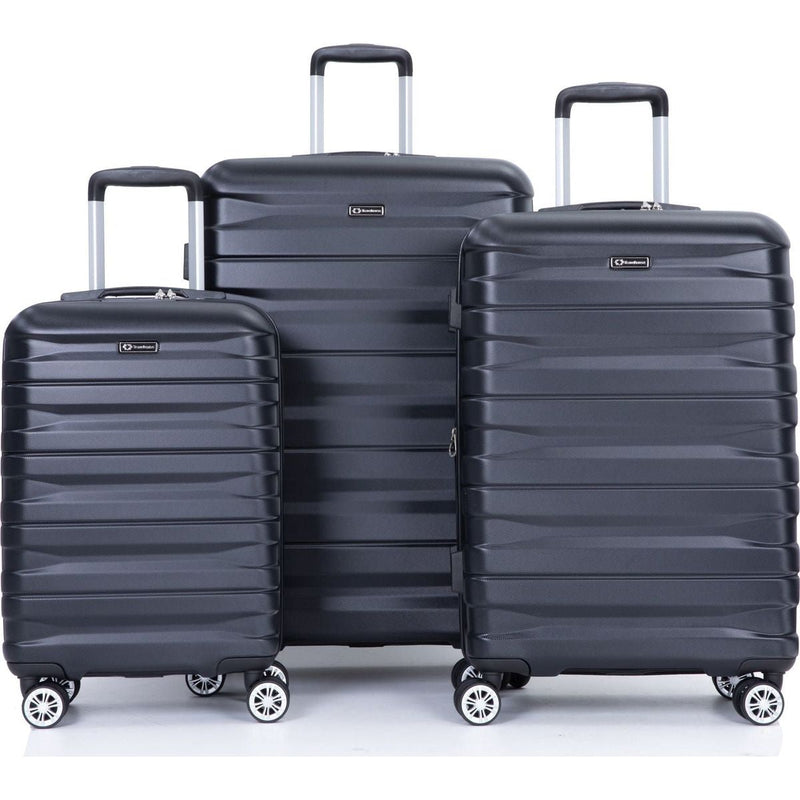 3 Piece Luggage Sets PC Lightweight & Durable Expandable Suitcase with Two Hooks, Double Spinner Wheels, TSA Lock, (21/25/29) Black