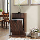 Tilt Out Trash Can Cabinet With Wave Textured Drawer & Pull Out Bin by HouseOfZazla