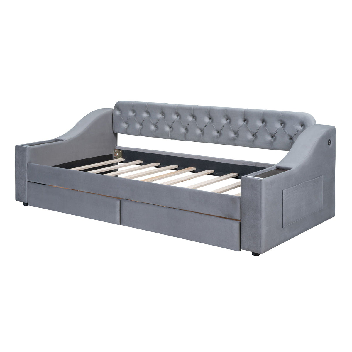 Upholstered Daybed With Storage Armrests And USB Port, photo 6 of 8