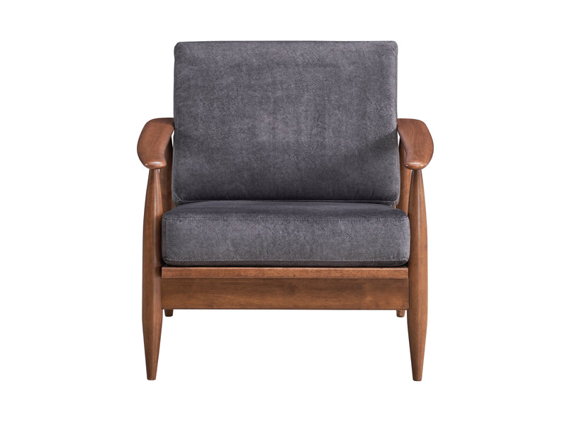 Alisa Accent Chair, Charcoal Fabric & Brown Finish