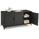 84 Gallon Patio Wicker Deck Box 3-Door PE Rattan Storage Container with Removable Shelves by LJGDeals
