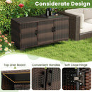 84 Gallon Patio Wicker Deck Box 3-Door PE Rattan Storage Container with Removable Shelves by LJGDeals