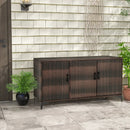 84 Gallon Patio Wicker Deck Box 3-Door PE Rattan Storage Container with Removable Shelves by LJGDeals