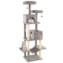 84 Inch Large Cat Tree with 2 Condos and 2 Soft Plush Perches for Indoor Cats-Gray by LJGDeals