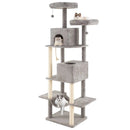 84 Inch Large Cat Tree with 2 Condos and 2 Soft Plush Perches for Indoor Cats-Gray by LJGDeals