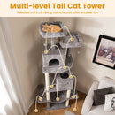 84 Inch Large Cat Tree with 2 Condos and 2 Soft Plush Perches for Indoor Cats-Gray by LJGDeals