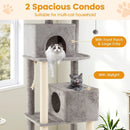 84 Inch Large Cat Tree with 2 Condos and 2 Soft Plush Perches for Indoor Cats-Gray by LJGDeals