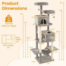 84 Inch Large Cat Tree with 2 Condos and 2 Soft Plush Perches for Indoor Cats-Gray by LJGDeals