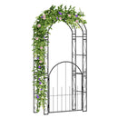 84 Inch Tall Garden Arch Metal Arbor Archway with Gate by LJGDeals