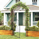 84 Inch Tall Garden Arch Metal Arbor Archway with Gate by LJGDeals