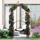 84 Inch Tall Garden Arch Metal Arbor Archway with Gate by LJGDeals