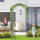 84 Inch Tall Garden Arch Metal Arbor Archway with Gate by LJGDeals