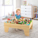 84-Piece Train and Building Block Table with Reversible Top and Creative Play Surface