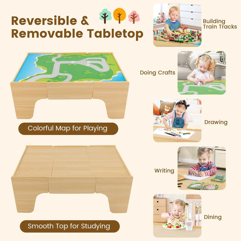 84-Piece Train and Building Block Table with Reversible Top and Creative Play Surface, photo 8 of 8