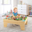 84-Piece Wooden Train and Activity Table with Reversible Top for Learning and Play by LJGDeals