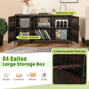 84 Gallon Patio Wicker Deck Box 3-Door PE Rattan Storage Container with Removable Shelves by LJGDeals