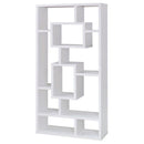 Geometric 10 Shelf Open Back Bookcase With Interlocking Shelves - White