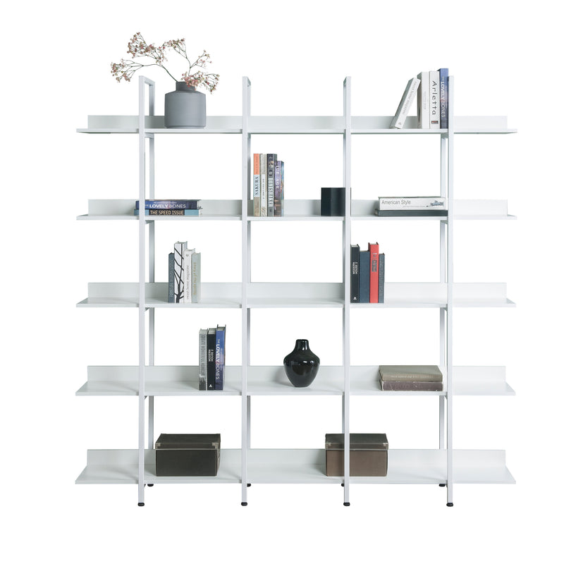 5 Tier Bookcase Home Office Open Bookshelf, Vintage Industrial Style Shelf with Metal Frame, MDF Board