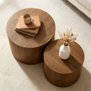 Nesting Coffee Table Set of 2, Modern Round Coffee Tables with Non-Slip Feet by HouseOfZazla