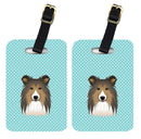 Checkerboard Blue Sheltie Luggage Tag