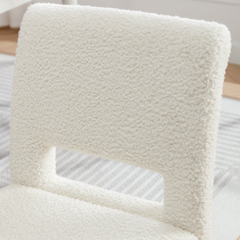 Accent Chairs Set of 2, Boucle Chairs with Solid Woood, Upholstered Dining Chairs for Living Room, Kitchen, Bedroom, Beauty Room,Dining room-Cream