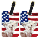 USA American Flag with Chinese Crested Luggage Tag
