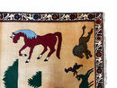 4x6 Rug Handmade Zagros Quality Wool Horses Tribal Hand-Knotted Rug Veggie Dye