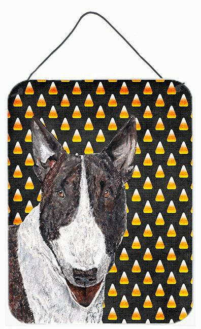 Bull Terrier Halloween Candy Corn Aluminium Metal Wall or Door Hanging Prints