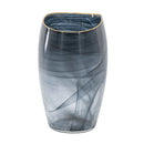 9.3x4.7x9.3' Smokey Black Glass Vase with Gold Rim by HouseOfZazla