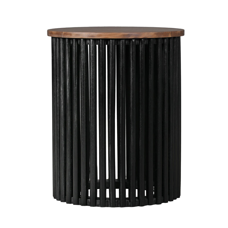 ACACIA SOLID WOOD SIDE TABLE,NATURAL & BLACK COLOR