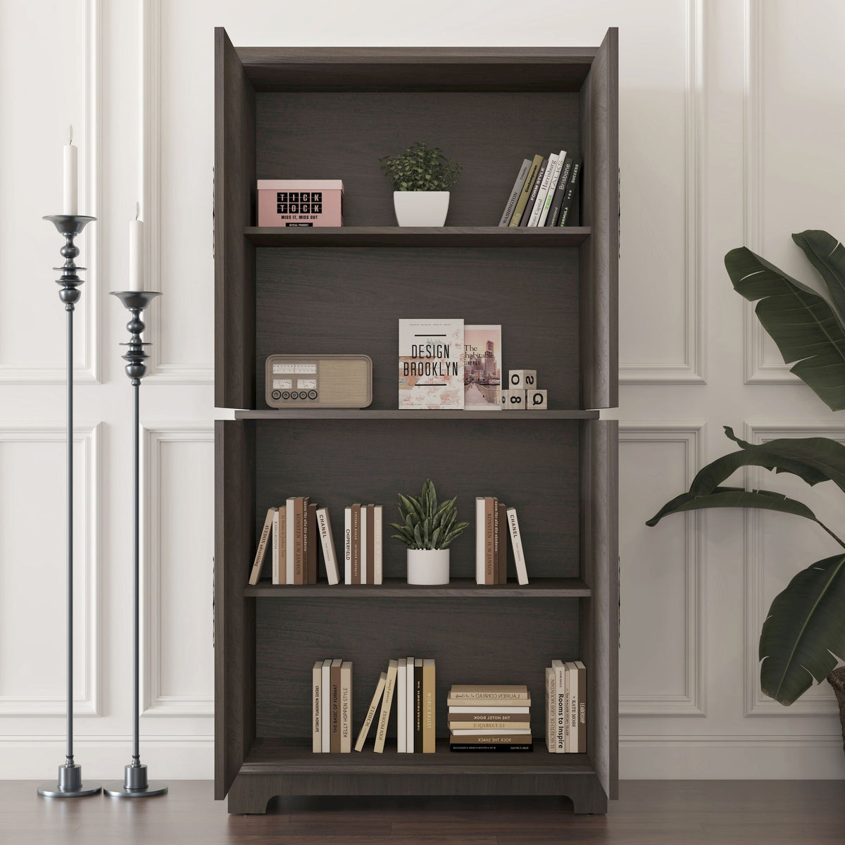 Modern Sideboard Buffet With 4 Mirrored Doors, Adjustable Shelves, photo 7 of 8