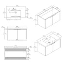 36 Inch Floating Bathroom Vanity with Ceramic Sink and Soft-Close Door by HouseOfZazla