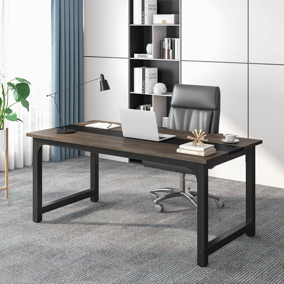 Large Computer Desk With Steel Frame for Home Office Workstation, photo 4 of 8