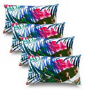 4 Pack Outdoor Lumbar Pillow with Inserts – Tropical Floral