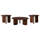 Columbo - 3 Piece Coffee And End Table Set With Round Tops - Brown by HouseOfZazla
