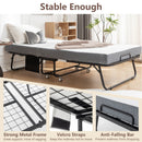 Foldable Metal Frame Bed For Guest With Memory Foam Mattress On Wheels, Saving Space Rollaway Bed by Unique Piece Furniture