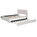 Upholstered Platform Bed With Brick Pattern Headboard And Twin Long Size Trundle by Unique Piece Furniture