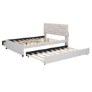 Upholstered Platform Bed With Brick Pattern Headboard And Twin Long Size Trundle by HouseOfZazla