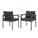 7 Piece Outdoor Dining Set With Table And 6 Chairs - Black / Gray / Teak