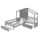 House Bed With Upholstered Sofa, Wireless Charging Station, Shelves And 2 Drawers by HouseOfZazla
