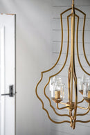 4 - Light Metal Chandelier, Hanging Light Fixture with Adjustable Chain for Kitchen Dining Room Foyer Entryway, Bulb Not Included